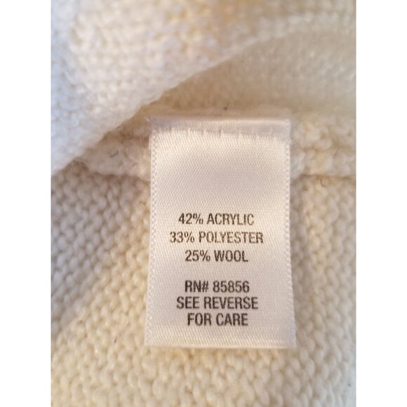 Guide Series Vintage 90s Y2K Pullover Sweater Womens M White Wool Blend V-neck - Picture 8 of 9